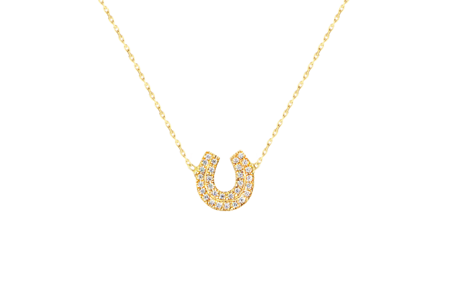 unique MIMZO lucky horseshoe diamond 18k yellow gold pendant