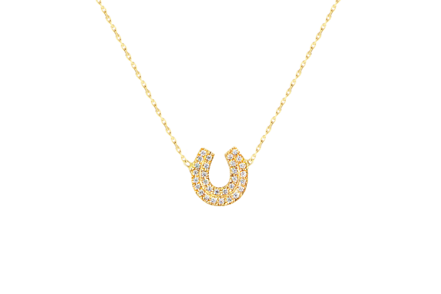 unique MIMZO lucky horseshoe diamond 18k yellow gold pendant 