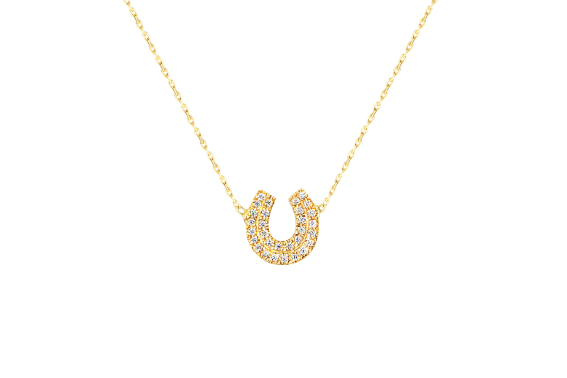 unique MIMZO lucky horseshoe diamond 18k yellow gold pendant 