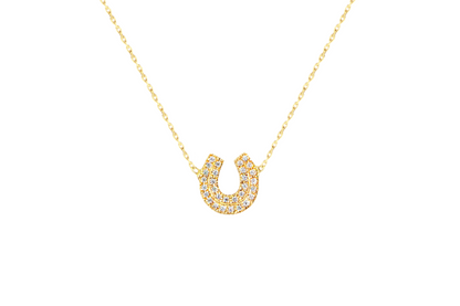 unique MIMZO lucky horseshoe diamond 18k yellow gold pendant 