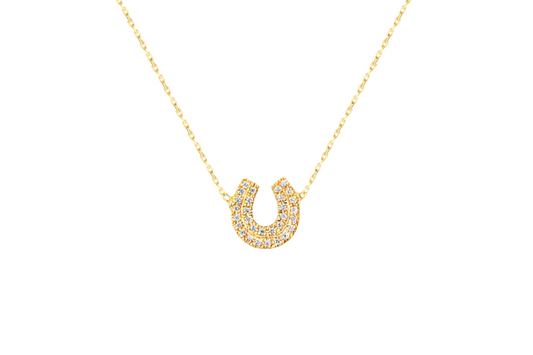 unique MIMZO lucky horseshoe diamond 18k yellow gold pendant 